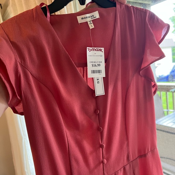 Max Studio Orange Red Flutter Sleeve Midi Dress - Picture 3 of 3